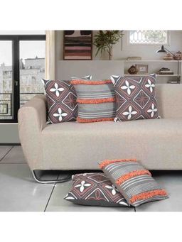 ODE & CLEO - Cotton Cushion Covers 18X18 in Zip Closure Sofa Cushion (Set of 5)