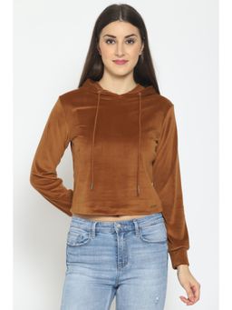 PRETTY LOVING THING - Women Brown Full Sleeve Velour Solid Sweatshirt