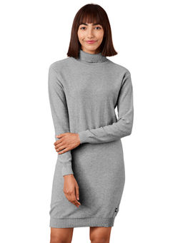 The Souled Store - Solid Grey Rib Knit Women Sweater Dresses for Women