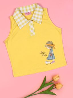 Cutecumber - Girls Yellow Georgette Top