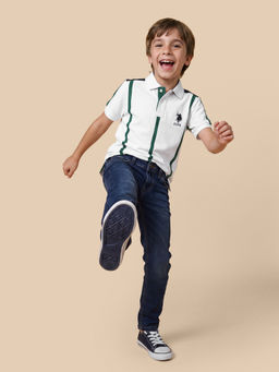 U.S. POLO ASSN. - Boys White Cotton Polo T-shirt