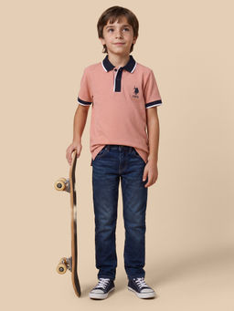 U.S. POLO ASSN. - Boys Pink Cotton Polo T-shirt