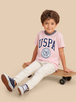 U.S. POLO ASSN. - Boys Pink Cotton T-shirt