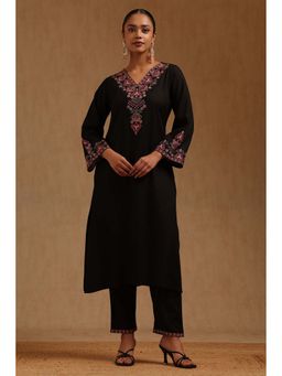 Soch - Women Black Rayon V-Neck Kurta with Pant