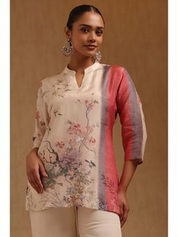 Soch - Women Cream Muslin Mandarin Neck Tunic