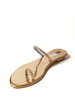 IRUSSH - Embellished Gold Minimalist Crystal Flats