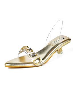 IRUSSH - Embellished Gold Diamonds Kitten Heels