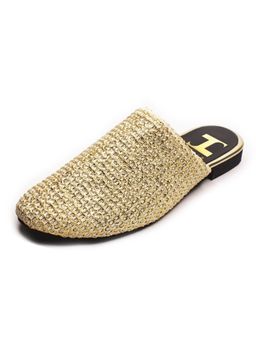 IRUSSH - Solid Puffy Gold Woven Mules