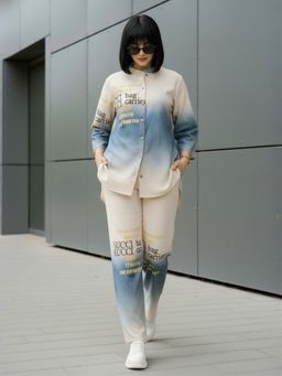 ZUMMER - Cotton Typography Printed Off White Co-Ord Set