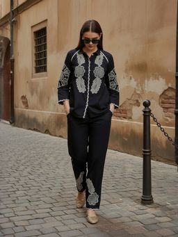 ZUMMER - Floral Embroidered Black Co-Ord Set