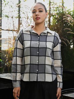 PINACOLADA - Women Smoke Grey Outlined-Buffalo Oversized Shirt