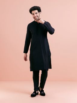 KISAH - Men Black Kurta Trousers (Set of 2)