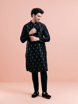 KISAH - Men Black Kurta Trousers (Set of 2)