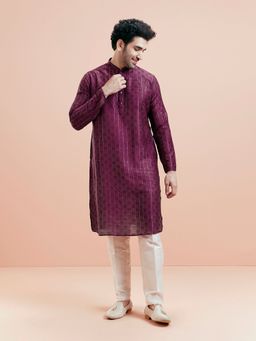 KISAH - Men Purple Kurta Trousers (Set of 2)