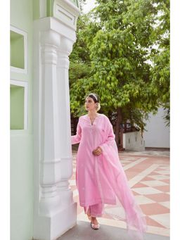 CHARU MAKKAR - Light Pink Kurta with Palazzo & Dupatta (Set of 3)