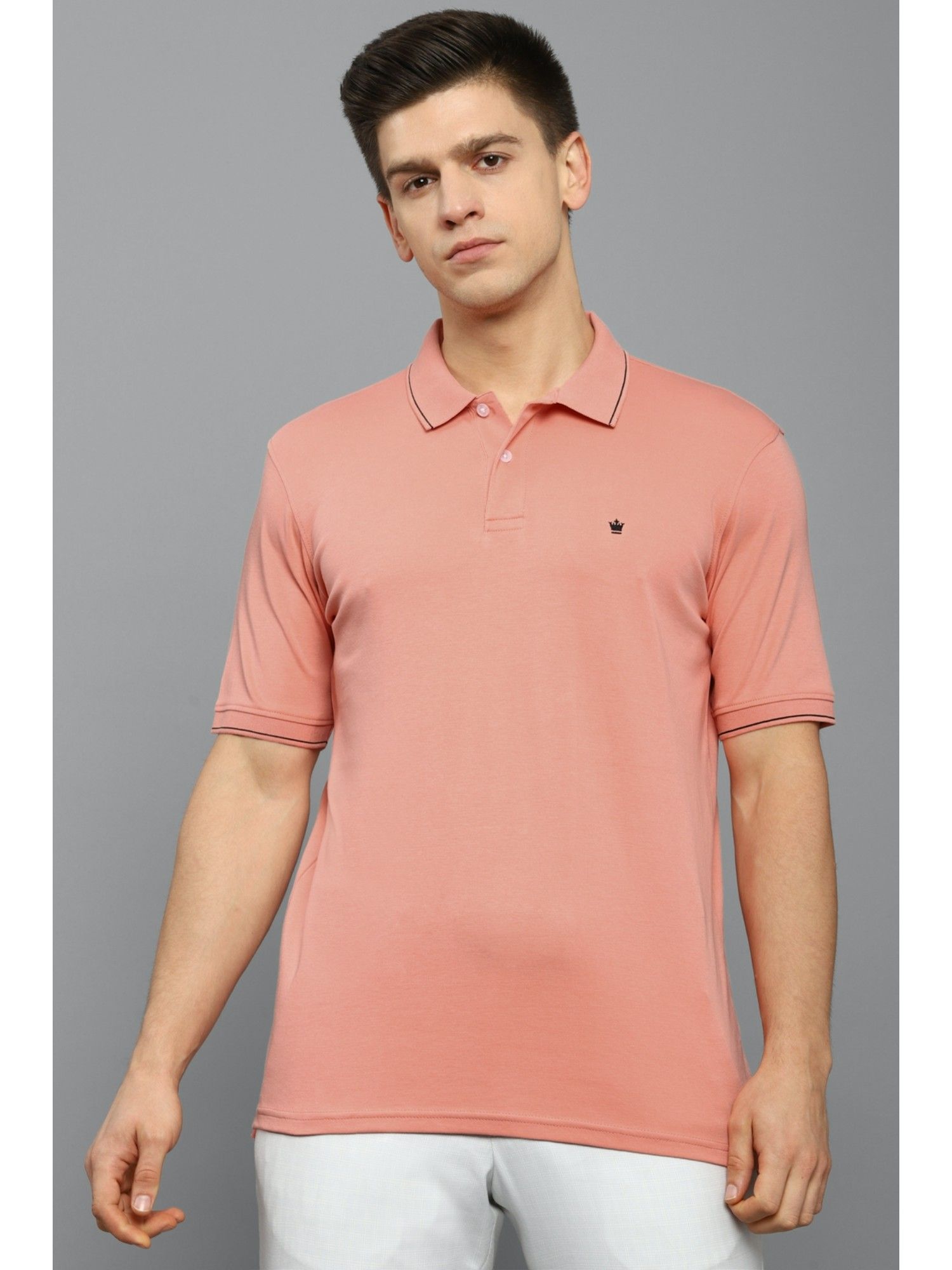 Buy Louis Philippe Men Peach Polo T-Shirt Online