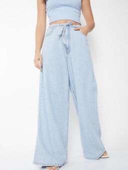 max - Women Washed Blue Wide Leg Jeans