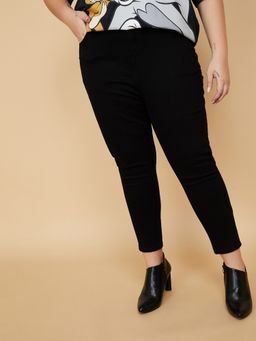 max - Women Solid Skinny Fit Black Jeans