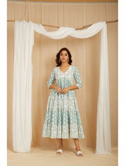 PINKSKY - Cotton Printed Blue Dress