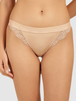 Guess - Tan Polyamide Belle Low Brazilian Brief