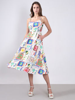 VERO MODA - White Printed Midi Dress
