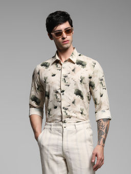 Jack & Jones - Beige Slim Fit Long Sleeves Shirt