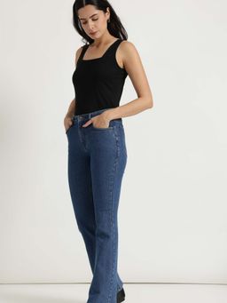 FableStreet - Women Blue Curve Enhancing Bootcut Jeans