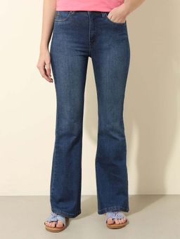 U.S. POLO ASSN. - Women Blue Solid High Rise Bootcut Jeans