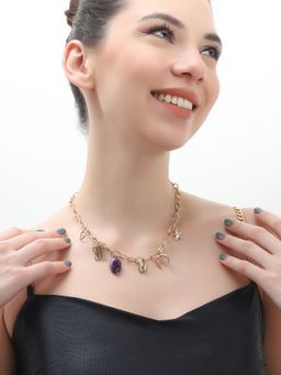 ELLE - Multi Charms Drop Short Necklace