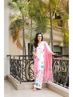 HOUSE OF KARI - Pink Kashmiri Aari Embroidered Kurta with Salwar and Dupatta