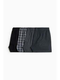 H&M - Men Black 4-Pack Woven Boxer Shorts