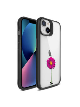 DailyObjects - Clear Painted Purple Flower Black Hybrid Clear Case Cover for iPhone 13 Mini 5.4 inch