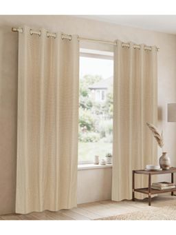 Saral Home - D Mond Cotton Woven 2 Window Curtain 75% Light Blocking - Beige