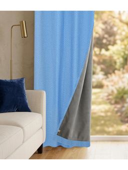 Saral Home - D Mond Cotton Woven Window Curtain 100% Light Blocking - Blue