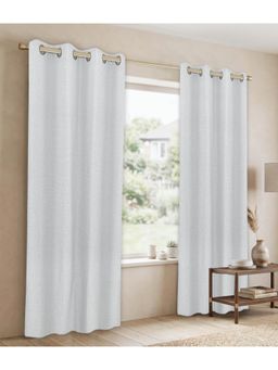 Saral Home - D Mond Cotton Woven 2 Window Curtain 75% Light Blocking - Grey
