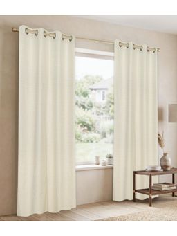 Saral Home - D Mond Cotton Woven 2 Window Curtain 75% Light Blocking - Ivory
