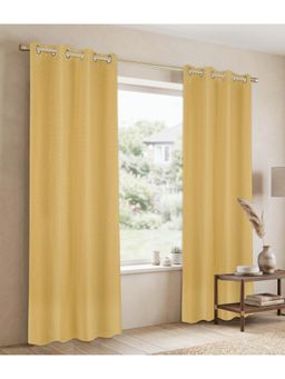 Saral Home - D Mond Cotton Woven 2 Window Curtain 75% Light Blocking - Yellow