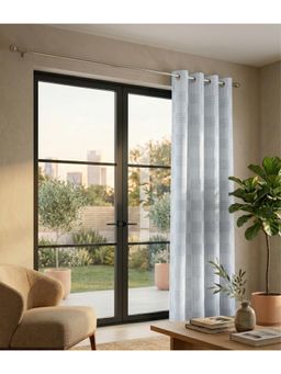 Saral Home - Check Cotton Woven Window Curtain 75% Light Blocking - Grey