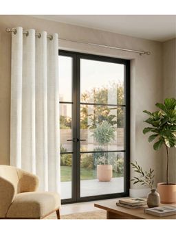 Saral Home - Check Cotton Woven Window Curtain 75% Light Blocking - Ivory
