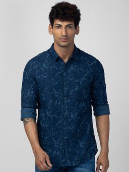 Spykar - Men Sulphur Blue Cotton Slim Fit Checkered Shirt