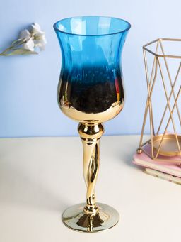 Voncasa - Glass Candle Holder in Color - Blue