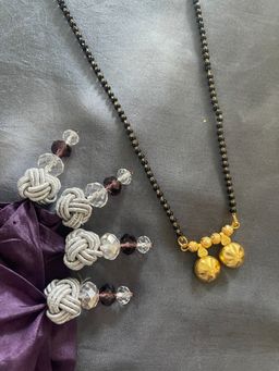 Digital Dress Room - Artificial Vati Mangalsutra Design Marathi Style Black Beads Chain (20 Inches)