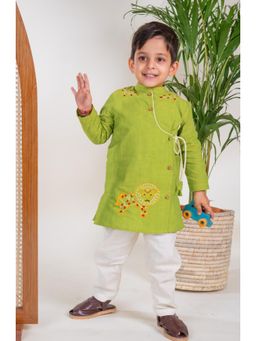 TIBER TABER - Boy Lion Kurta With Pyjama Green (Set of 2)