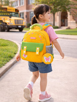 Little Surprise Box - Kids Mini Yellow & Green Butterfly Backpack with Pouch (1-3 Years)