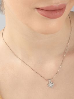 TOUCH925 - Pure 925 Silver Petal Stone Necklace for Women