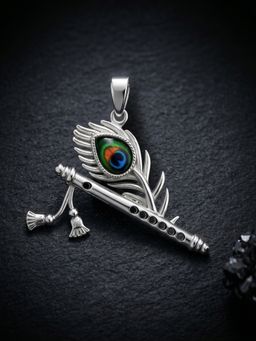TOUCH925 - Pure 925 Silver Krishna Bansuri Pendant for Men and Women