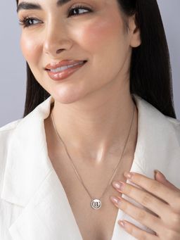 TOUCH925 - Pure 925 Silver Circular Initial 'B' Necklace for Women