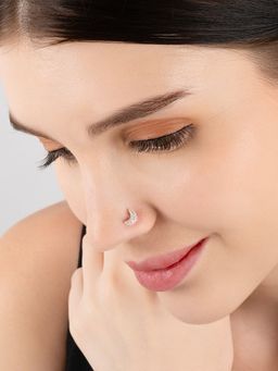 TOUCH925 - Pure 925 Silver Crescent Glow Nose Pin for Women