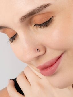 TOUCH925 - Pure 925 Silver Crescent Charm Nose Pin for Women