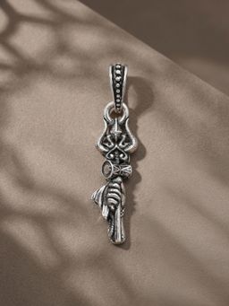 TOUCH925 - Pure 925 Silver Trishul Damru Gada Silver Unisex Pendant